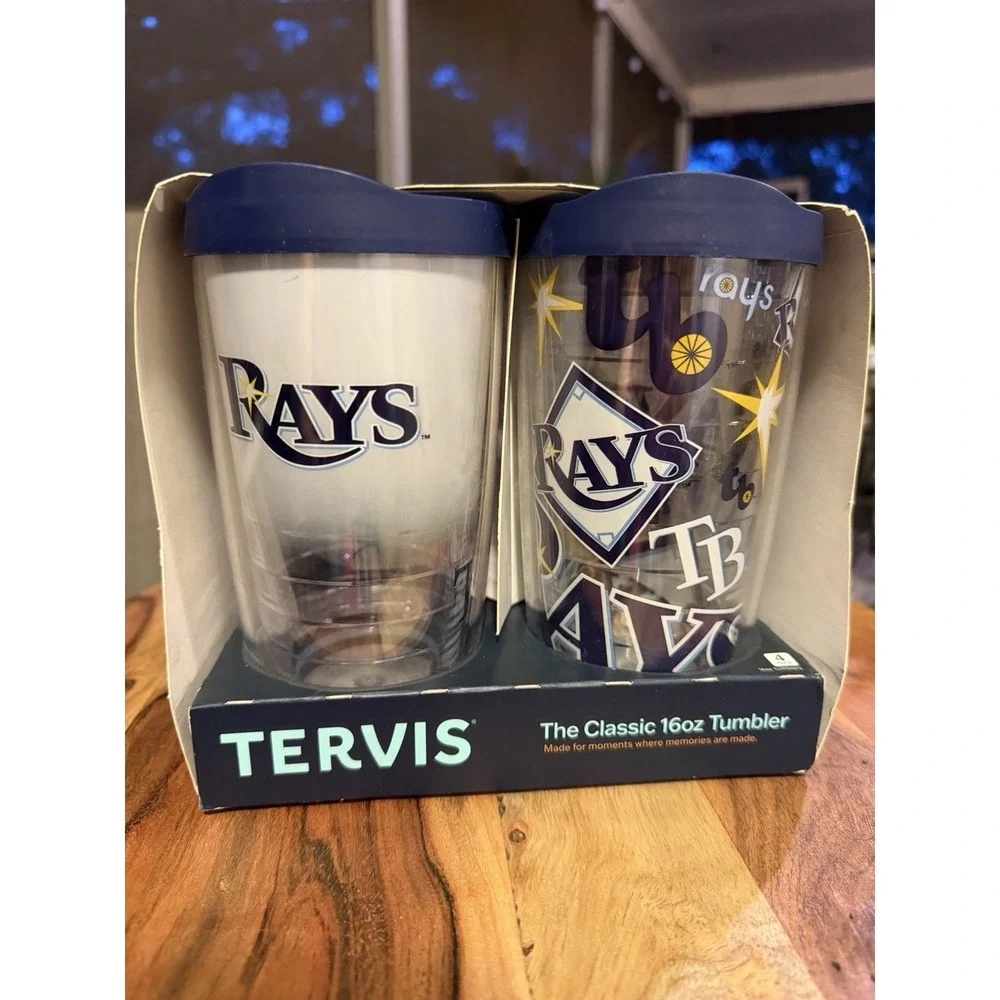 Tervis Tumbler set of four  (4) 16oz Tampa Bay Rays MLB NEW with lids